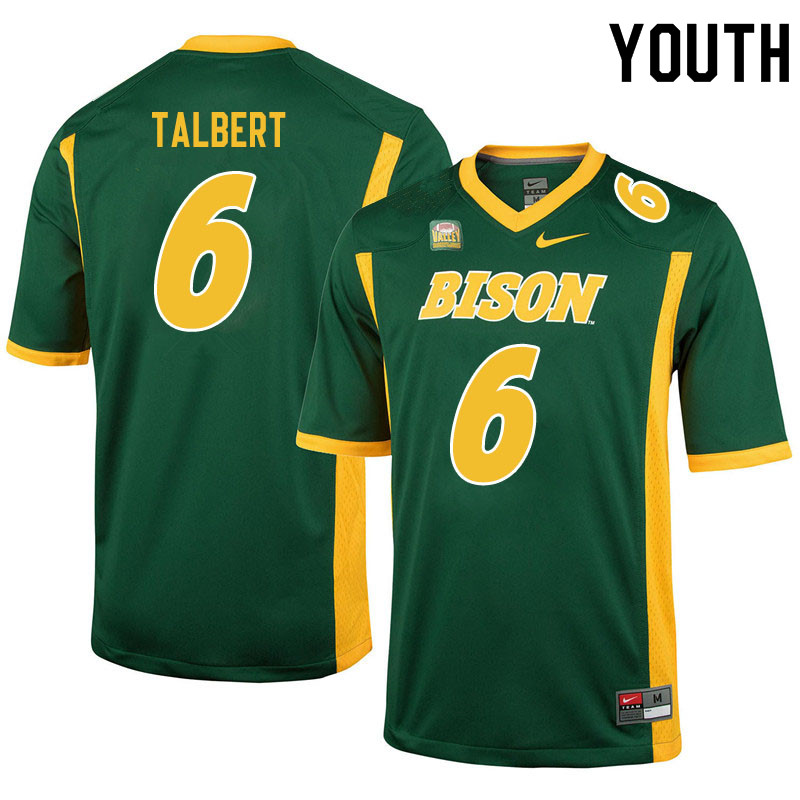 Youth #6 Destin Talbert North Dakota State Bison College Football Jerseys Sale-Green